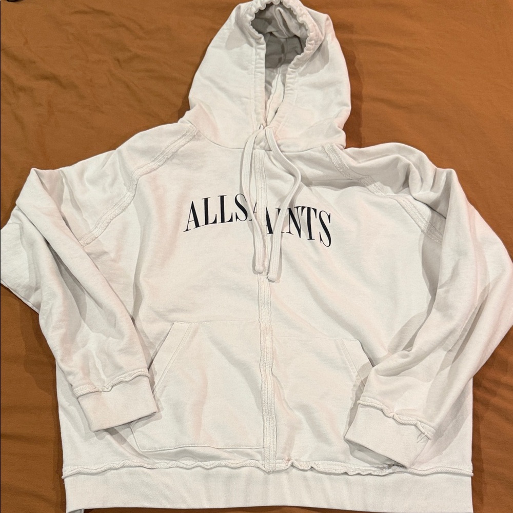 AllSaints Oversized White Hoodie L
